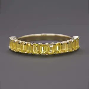 1.5ct NATURAL YELLOW SAPPHIRE STACKING RING WEDDING BAND 14k GOLD BAGUETTE CUT