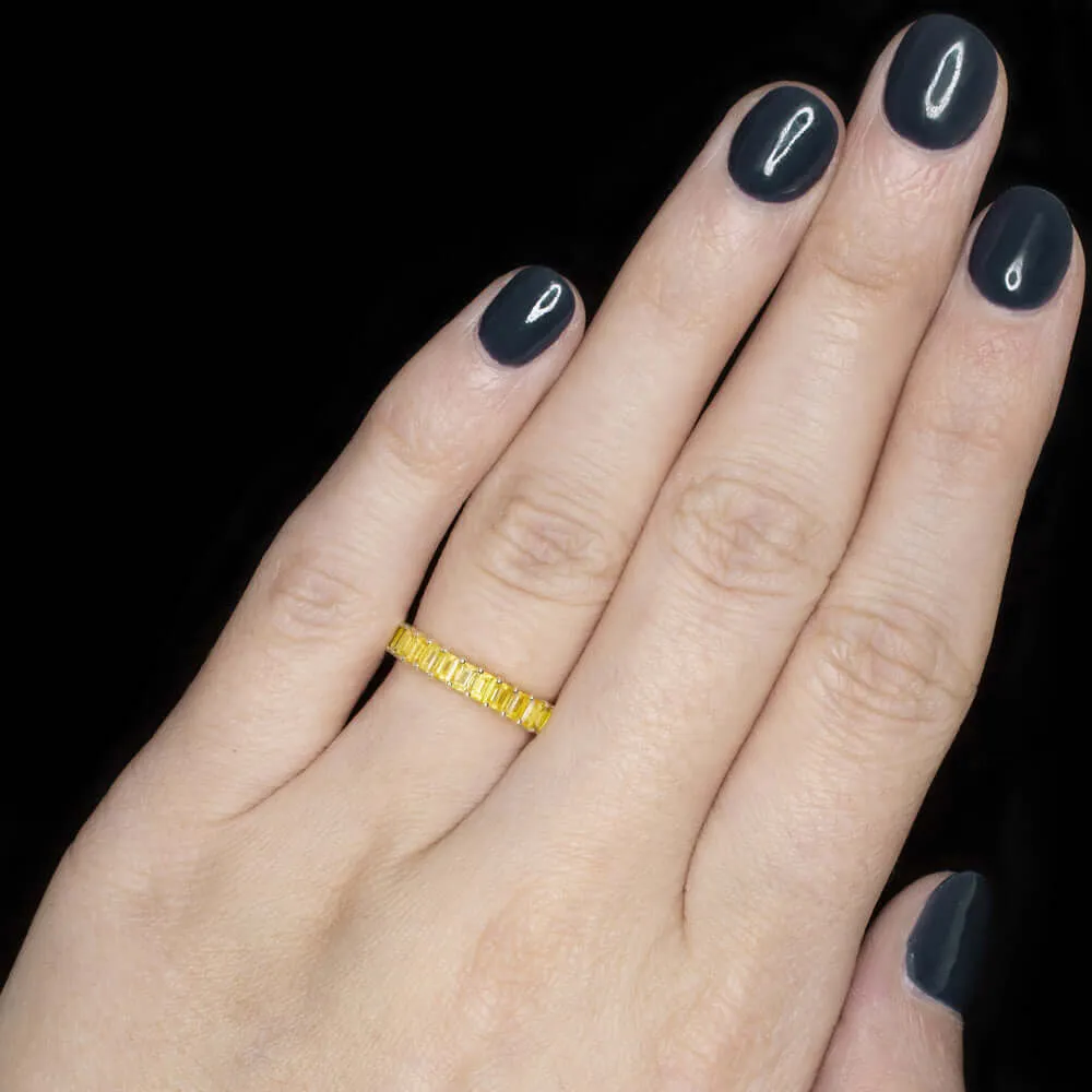 1.5ct NATURAL YELLOW SAPPHIRE STACKING RING WEDDING BAND 14k GOLD BAGUETTE CUT