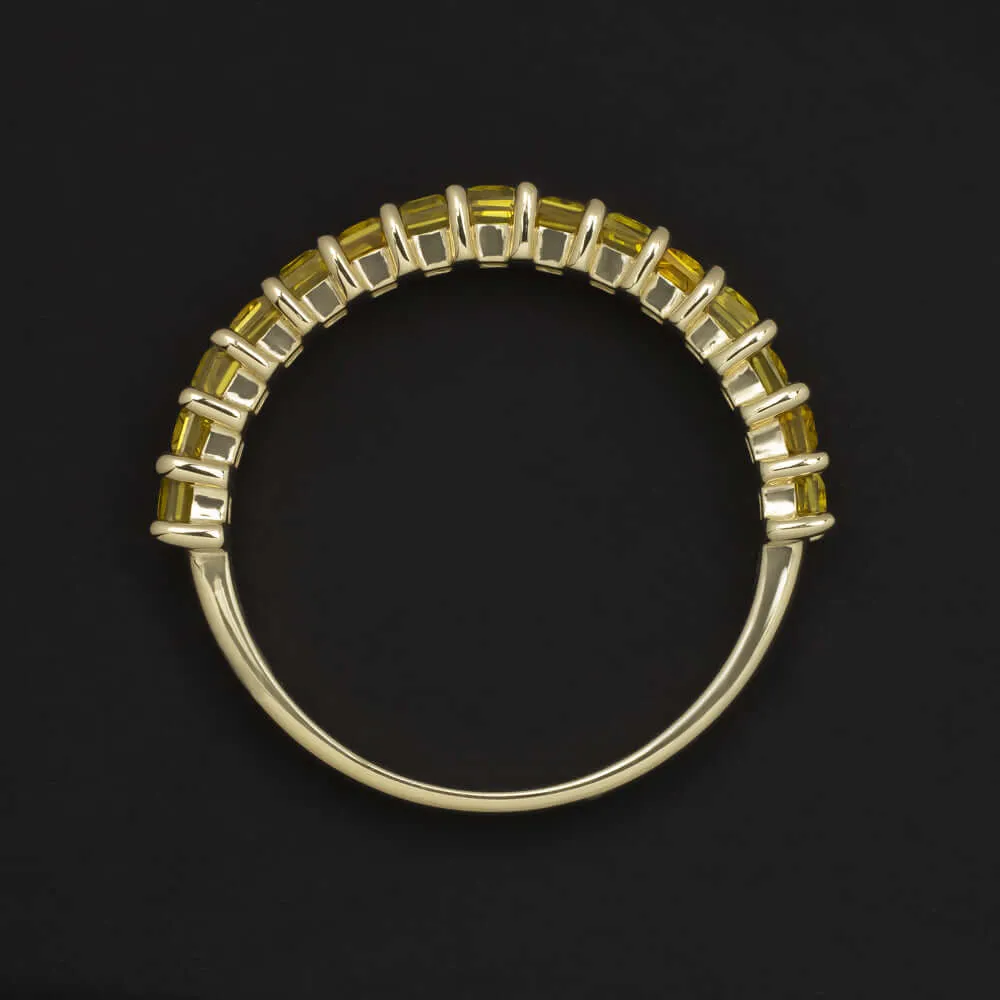 1.5ct NATURAL YELLOW SAPPHIRE STACKING RING WEDDING BAND 14k GOLD BAGUETTE CUT