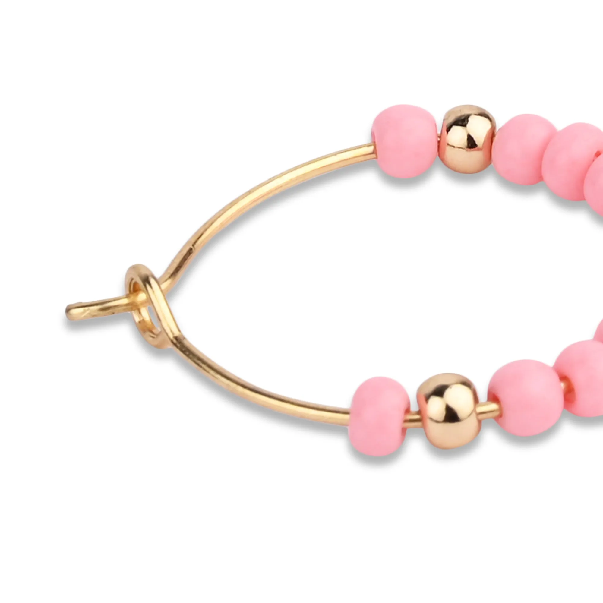 Accessorize London Women's Pink Mini Beaded Hoop Earring