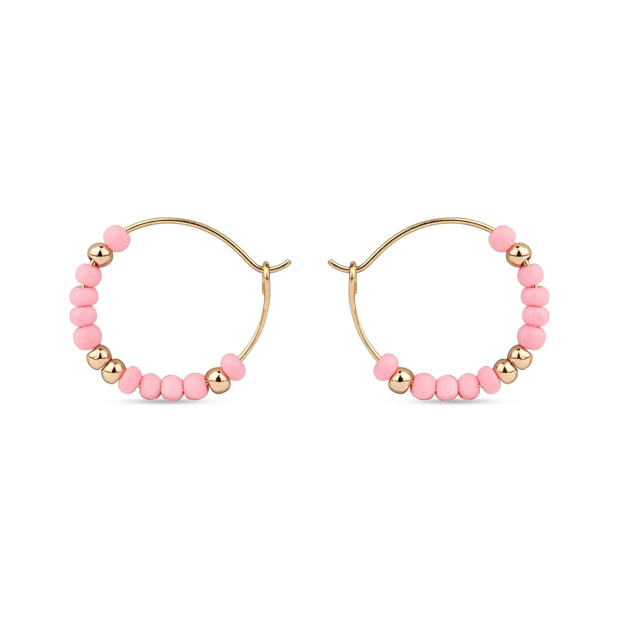 Accessorize London Women's Pink Mini Beaded Hoop Earring