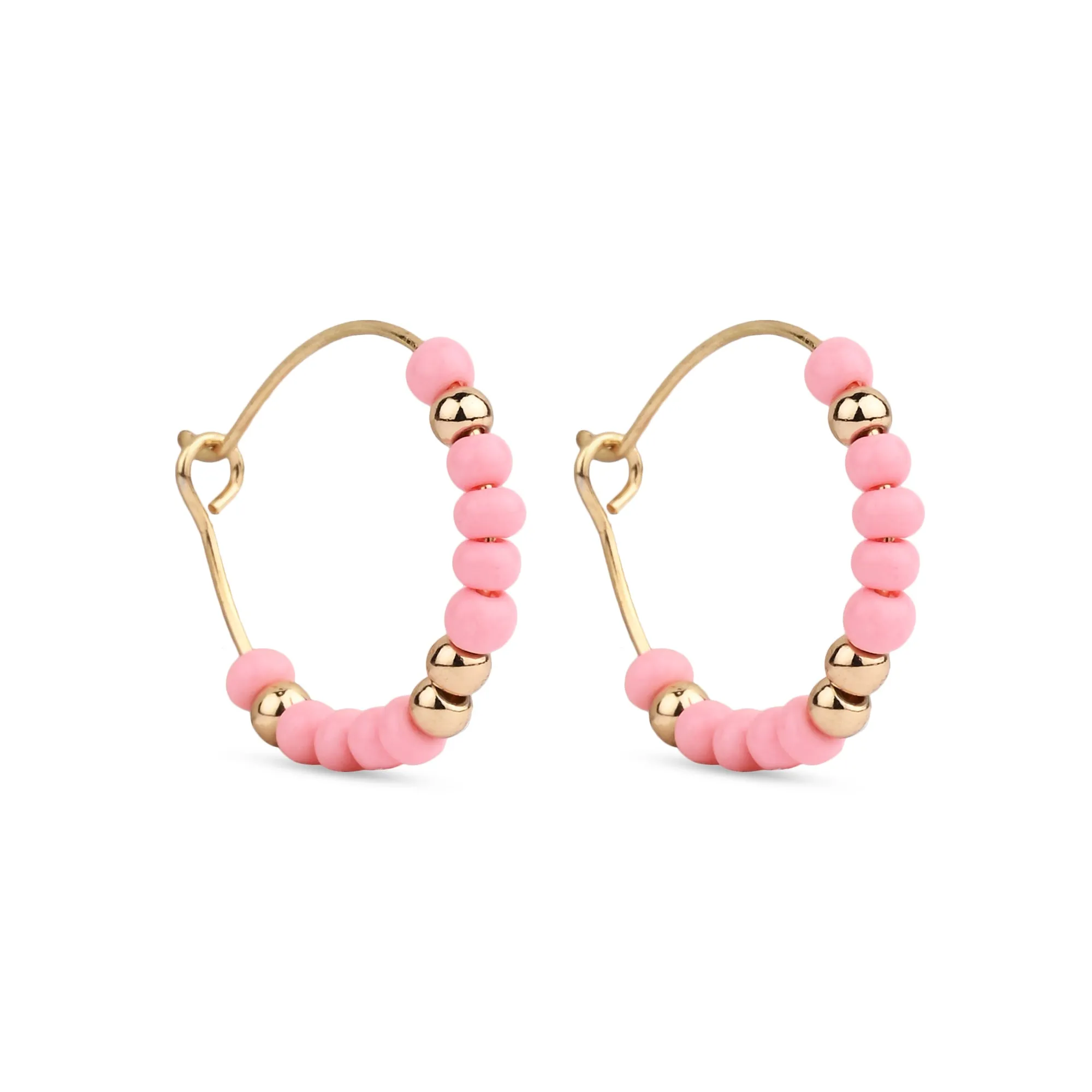 Accessorize London Women's Pink Mini Beaded Hoop Earring