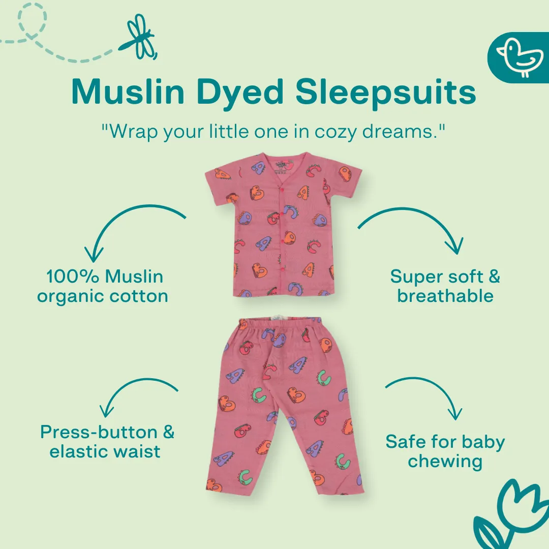 Alpha Dino - Muslin Sleep Suit for babies and kids (Unisex)