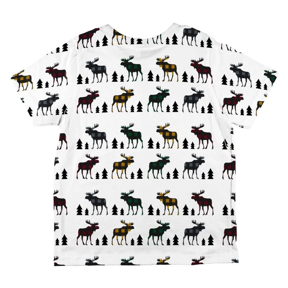Autumn Plaid Moose on the Loose Pattern All Over Toddler T Shirt