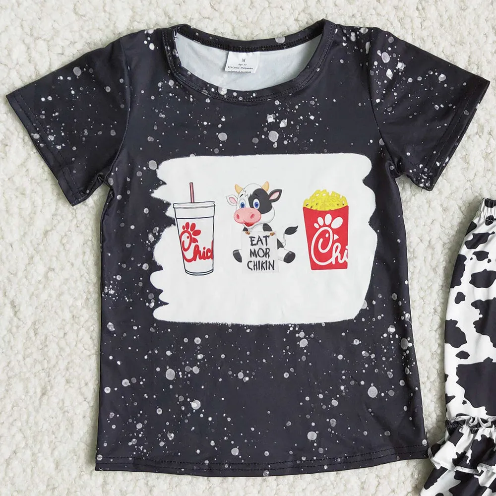 Baby Girls Clothing Outfits Cow Printed Cute Toddler Girl Summer Clothes Set C16-7