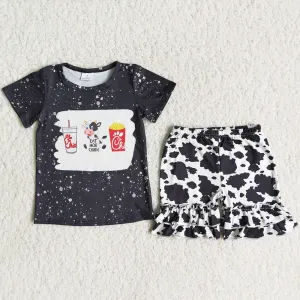 Baby Girls Clothing Outfits Cow Printed Cute Toddler Girl Summer Clothes Set C16-7