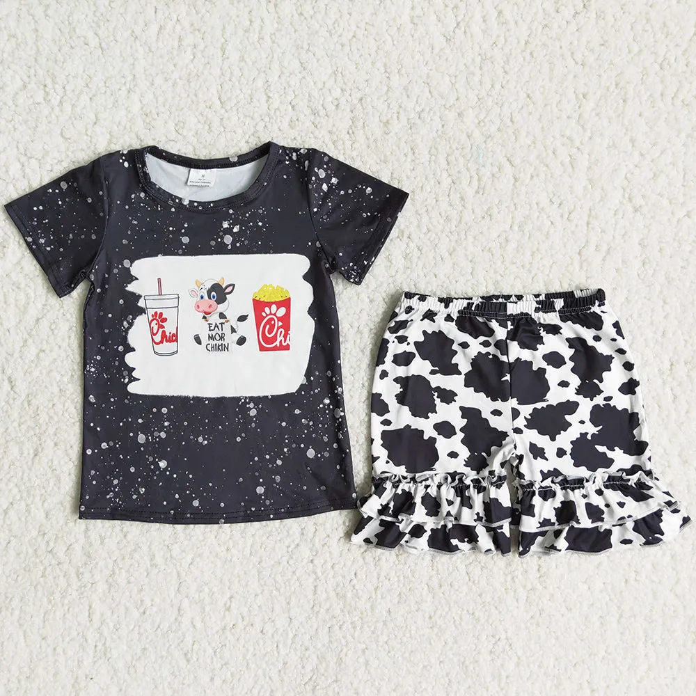 Baby Girls Clothing Outfits Cow Printed Cute Toddler Girl Summer Clothes Set C16-7