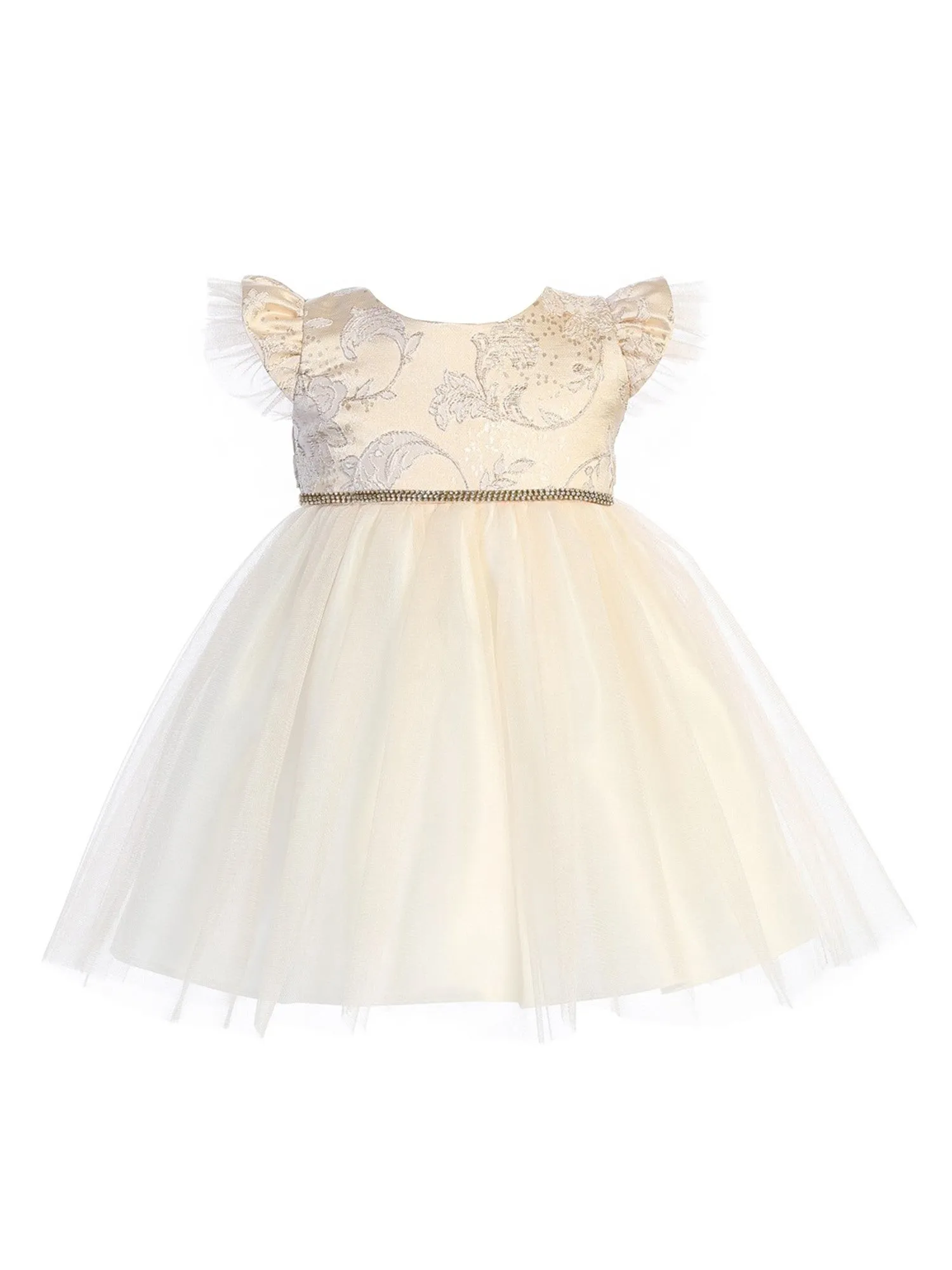 Baby Girls Multi Color Jacquard Crystal Tulle Easter Dress 6-24M