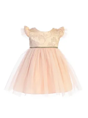 Baby Girls Multi Color Jacquard Crystal Tulle Easter Dress 6-24M