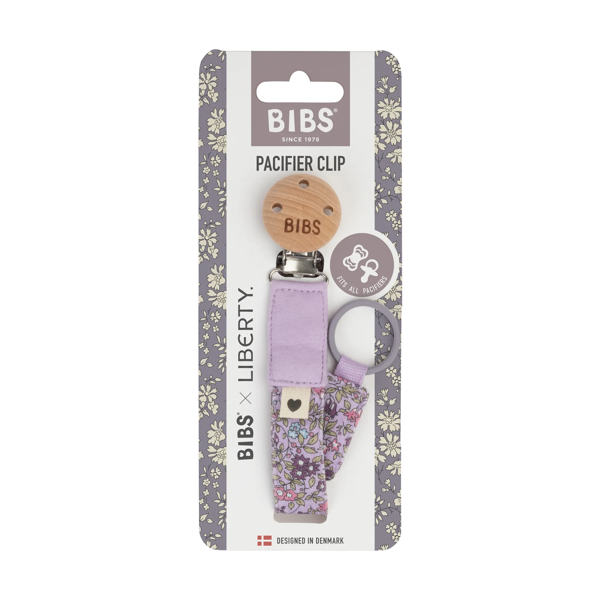 BIBS X LIBERTY Pacifier Clip - Chamomile Lawn/Violet Sky