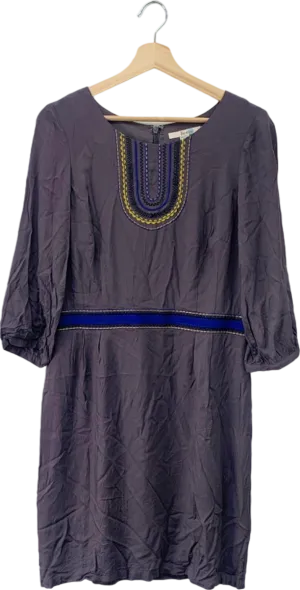 Boden Purple Embroidered Dress UK 14