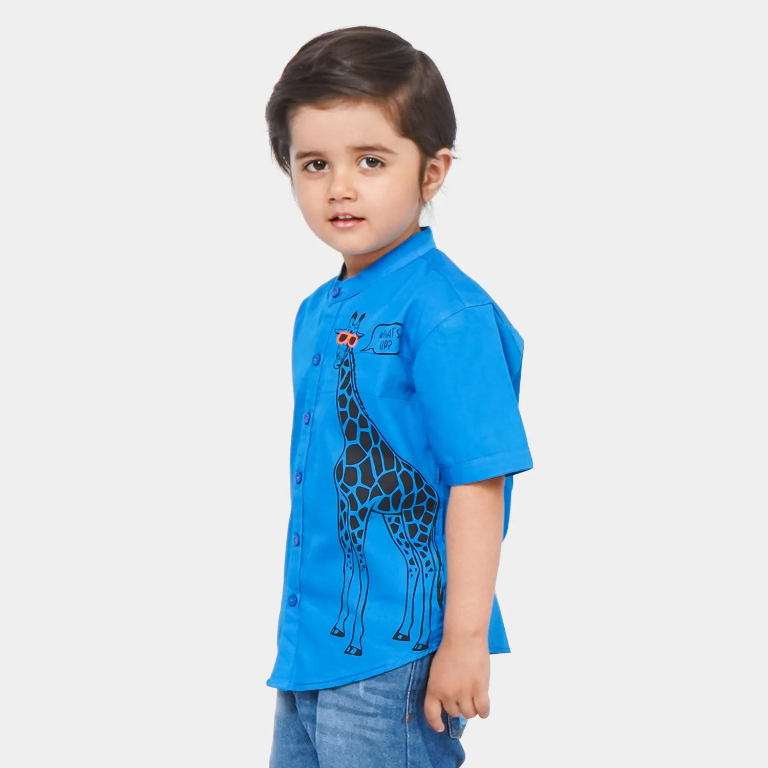 Boys Cotton Casual Shirt What's Up | Royal Blue