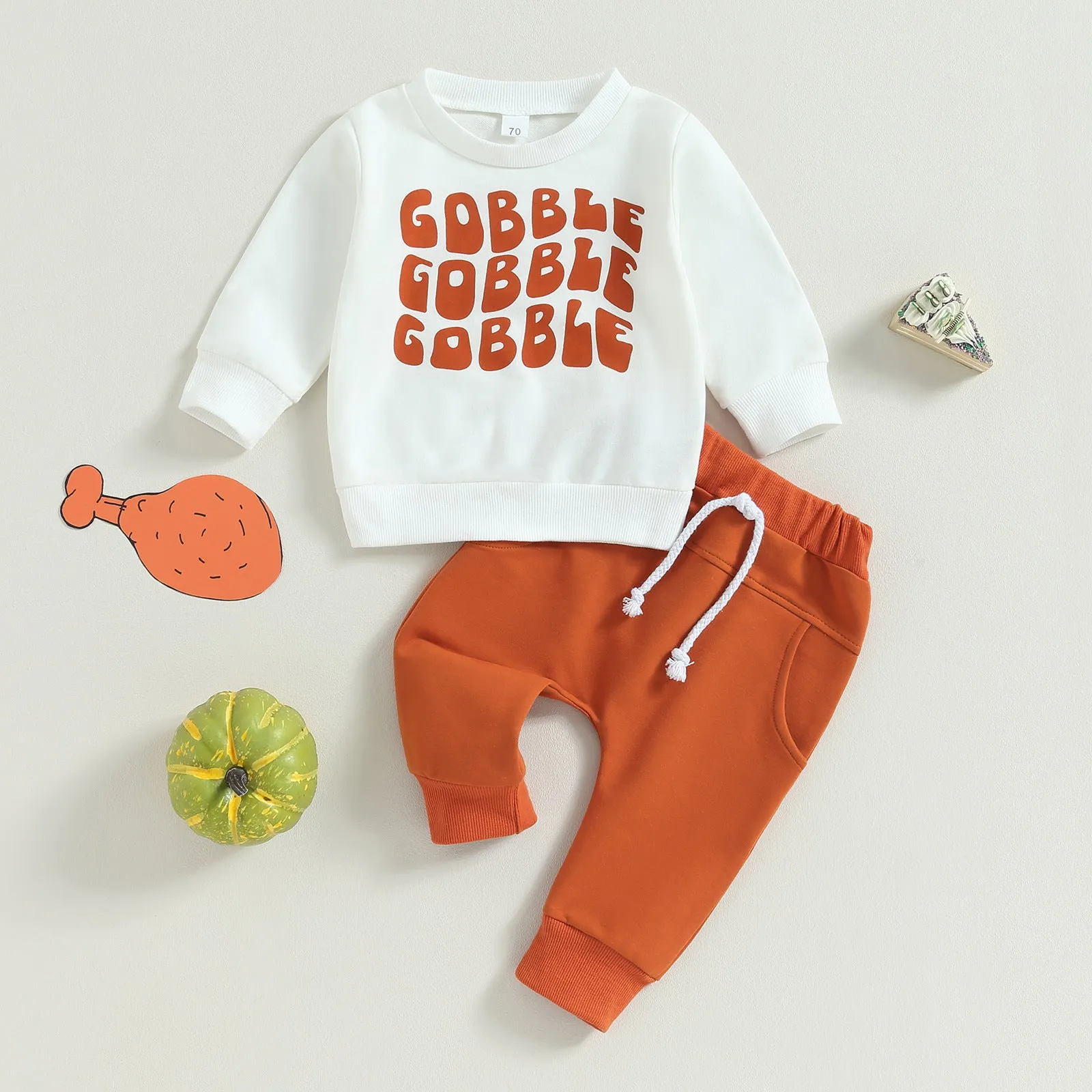 Boys Gobble Letter Print Outfits Sets