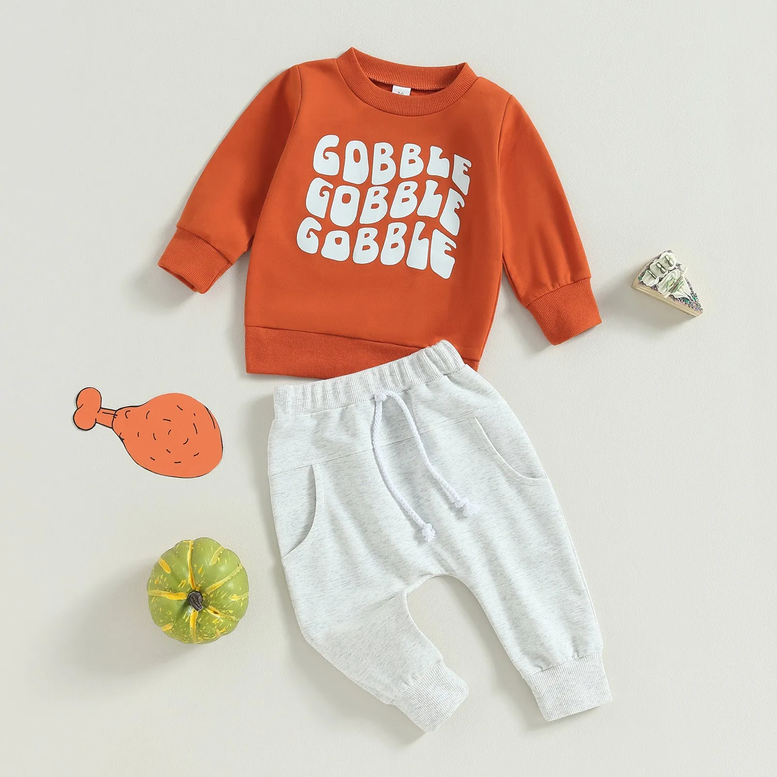 Boys Gobble Letter Print Outfits Sets