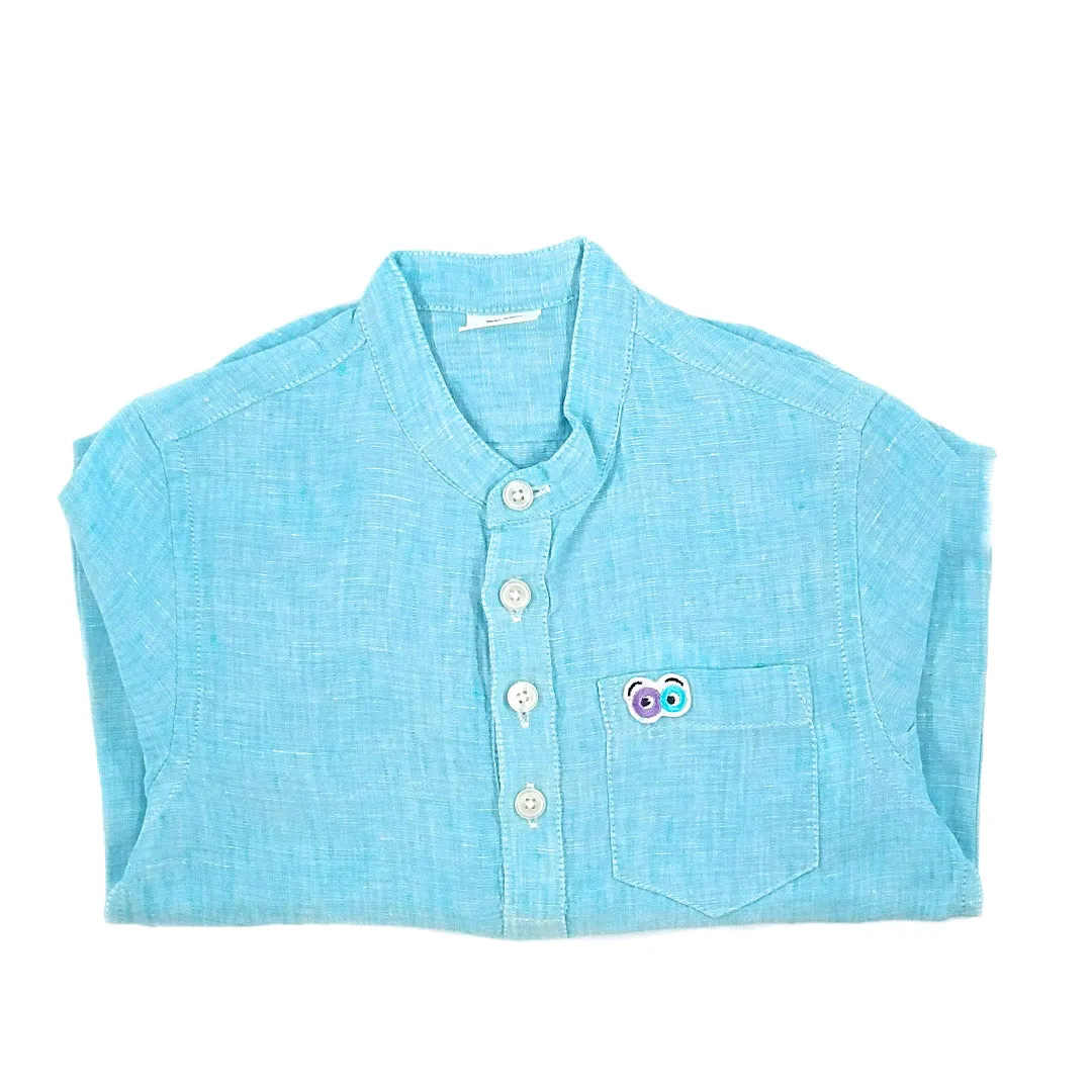 Boys Jujubes Blue Linen Shirt