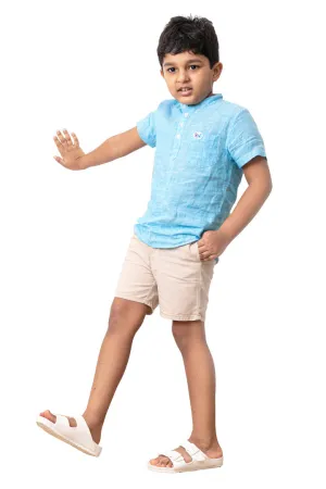 Boys Jujubes Blue Linen Shirt