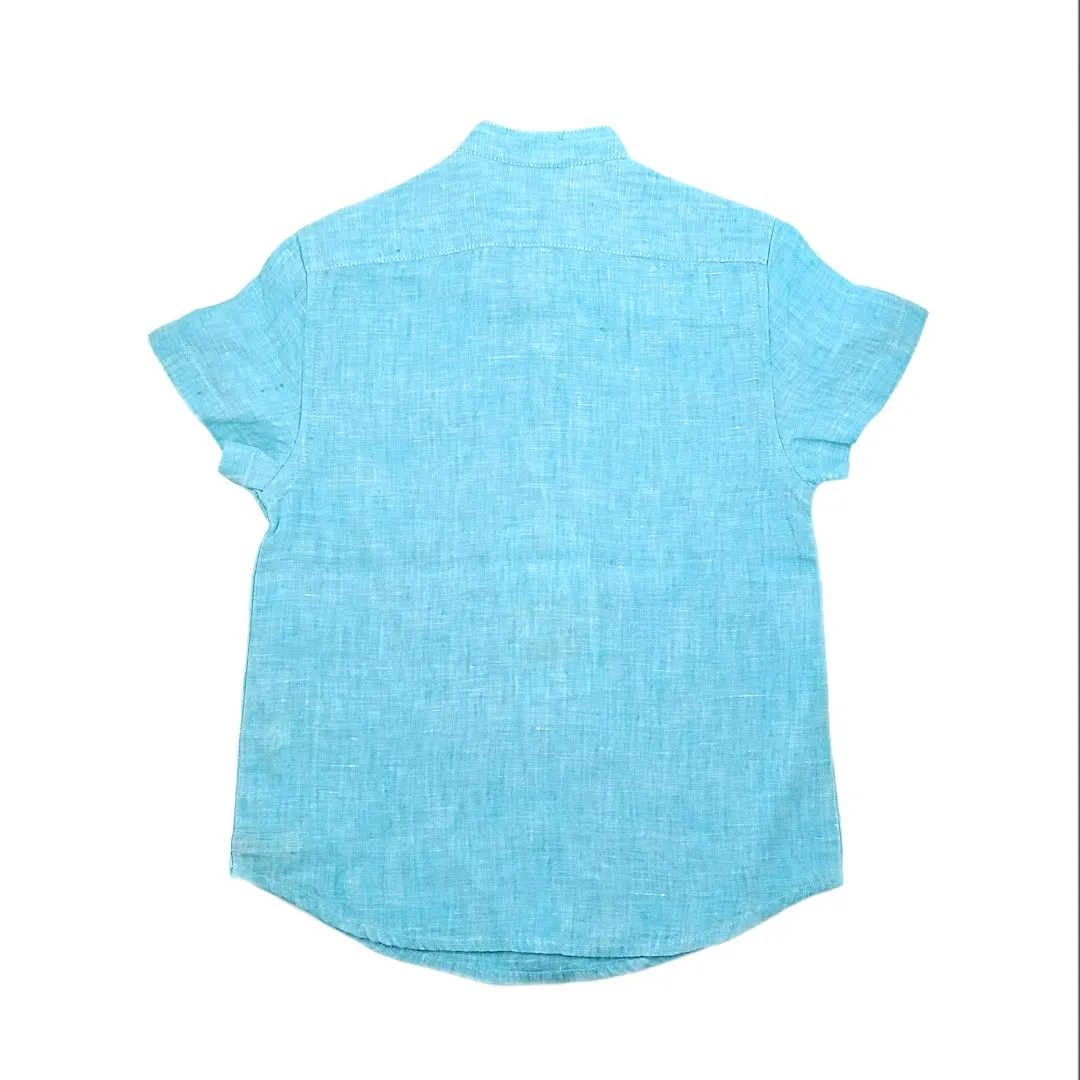 Boys Jujubes Blue Linen Shirt