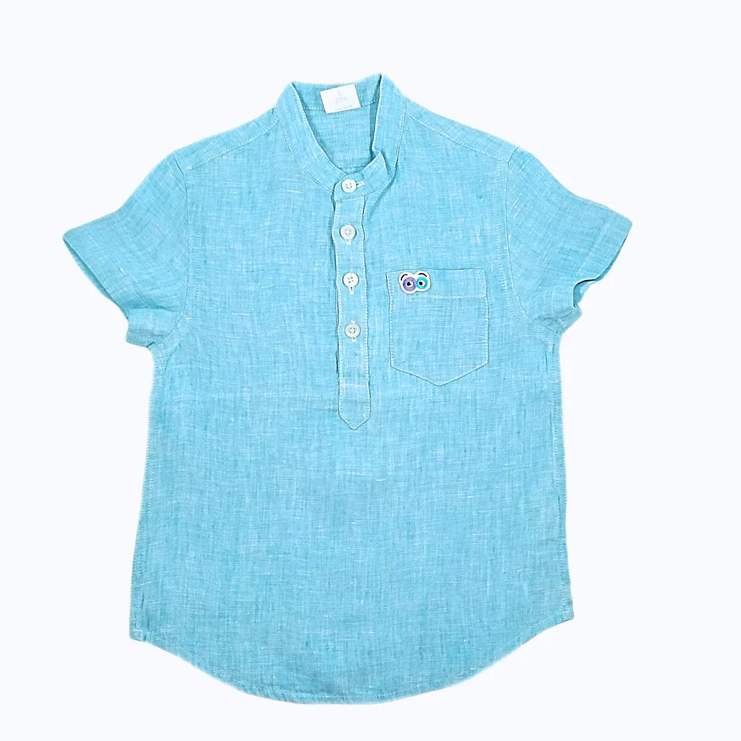 Boys Jujubes Blue Linen Shirt