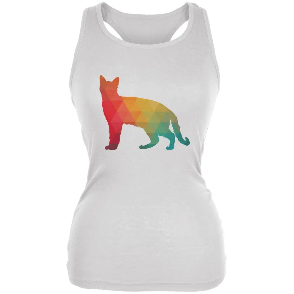 Cat Geometric White Juniors Soft Tank Top
