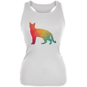 Cat Geometric White Juniors Soft Tank Top