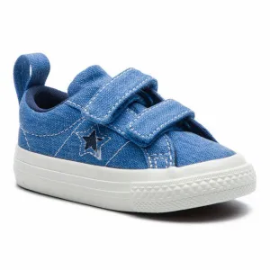 Converse One Star 2V Ox 764172C Baby Toddler Totally Blue/Egret Shoes FB238