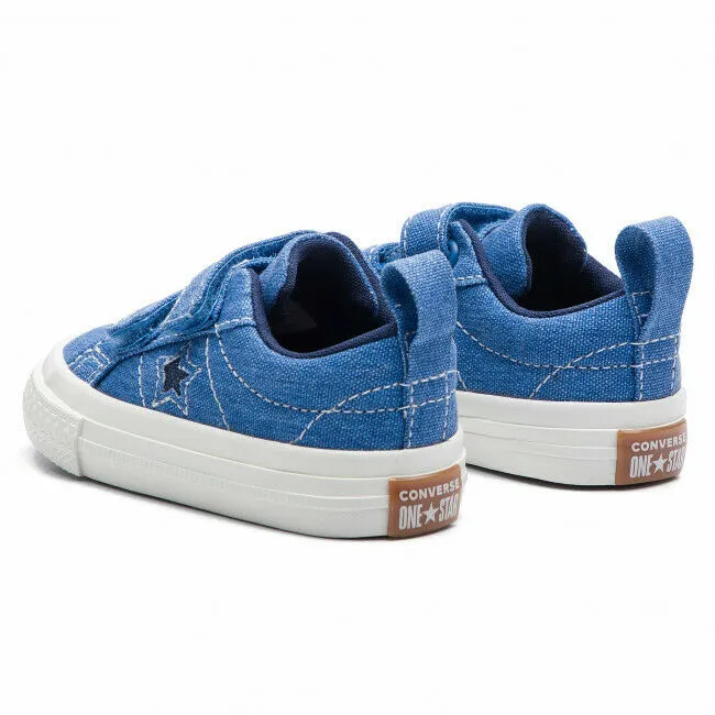 Converse One Star 2V Ox 764172C Baby Toddler Totally Blue/Egret Shoes FB238