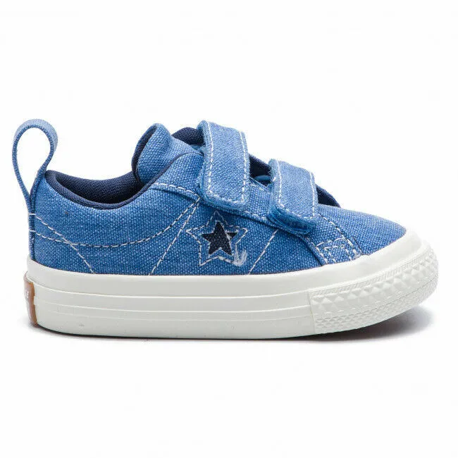 Converse One Star 2V Ox 764172C Baby Toddler Totally Blue/Egret Shoes FB238