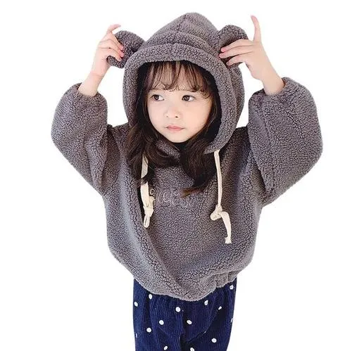 cute Kids Hooded top Baby Girl Pure Color Jacket