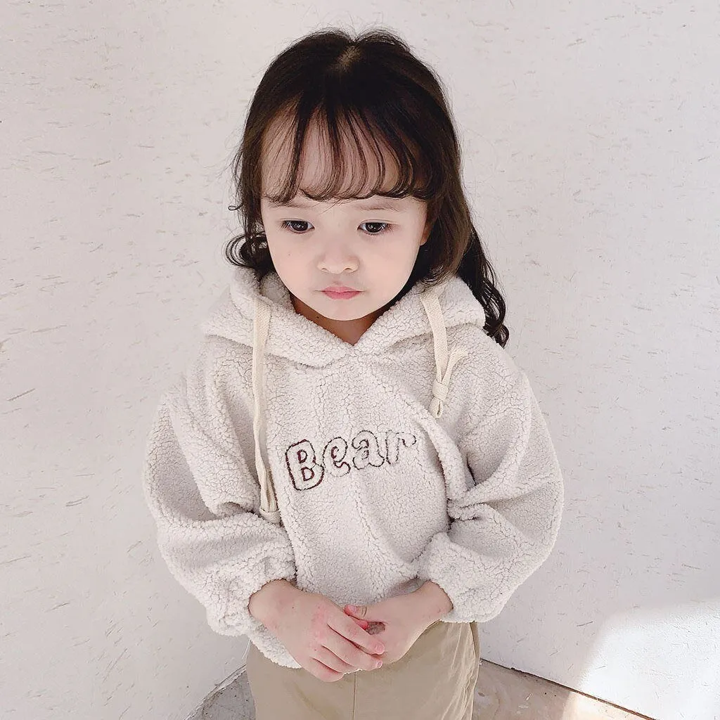 cute Kids Hooded top Baby Girl Pure Color Jacket