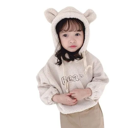 cute Kids Hooded top Baby Girl Pure Color Jacket