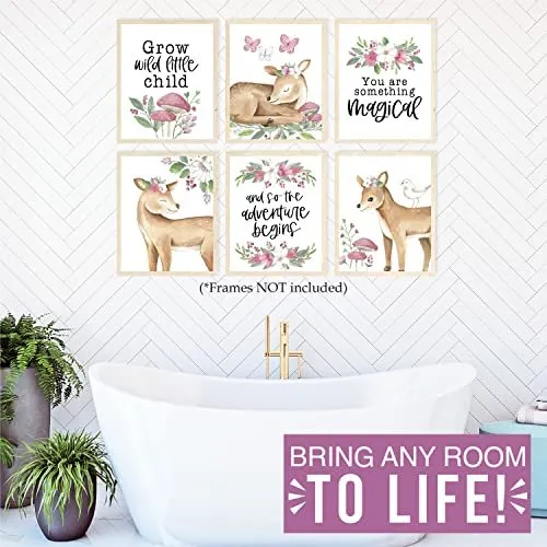 Deer Children's Wall Art | Set of 6 | Nursery Decor