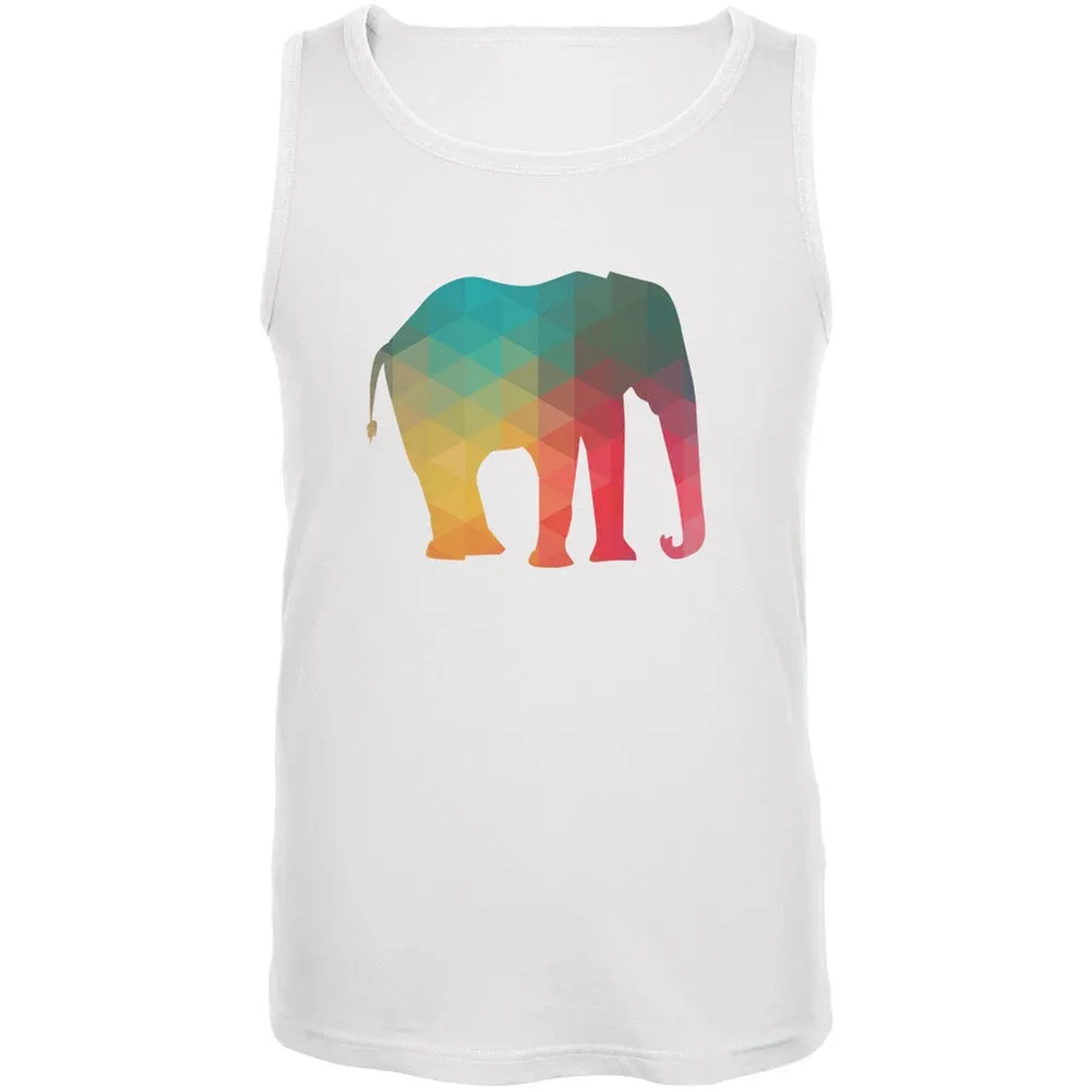 Elephant Geometric White Adult Tank Top