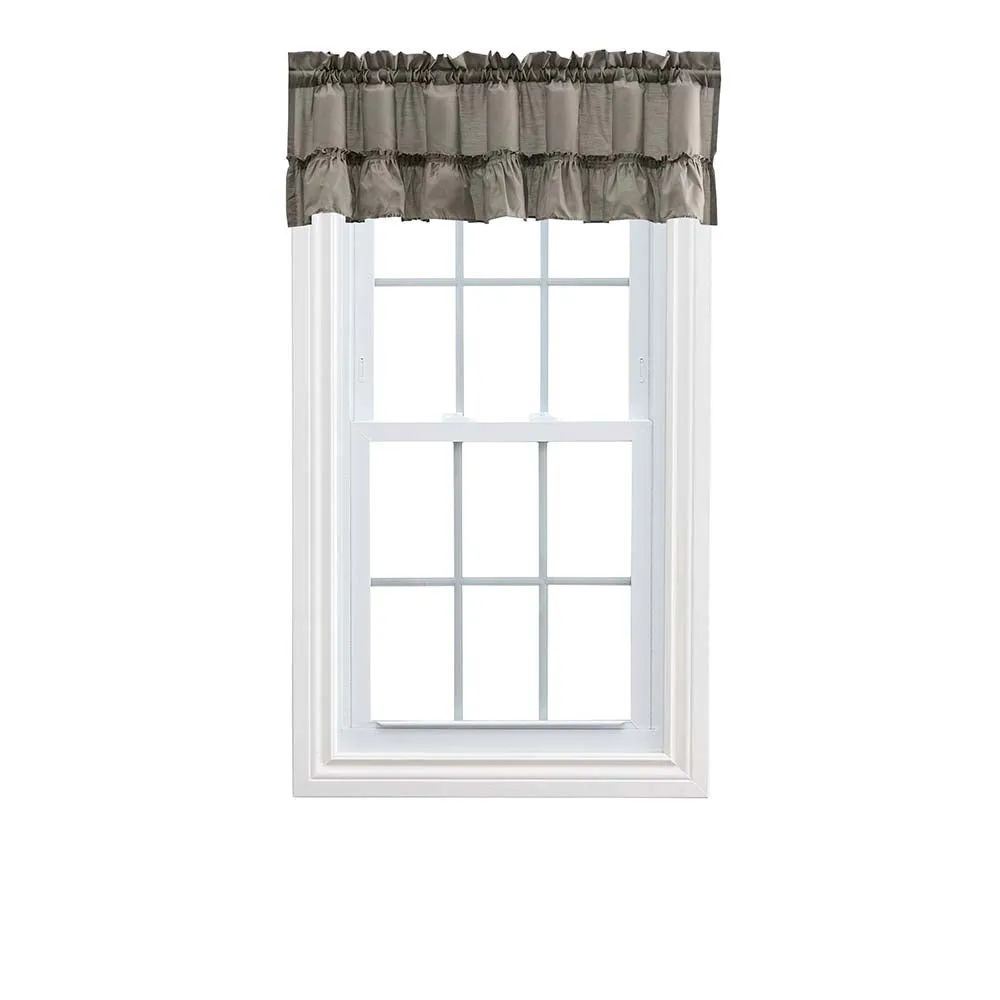 Ellis Stacey 1.5" Rod Pocket High Quality Fabric Solid Color Window Ruffled Filler Valance 54"x13" Grey