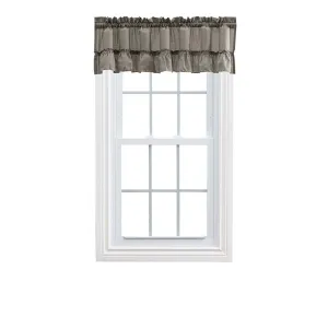 Ellis Stacey 1.5" Rod Pocket High Quality Fabric Solid Color Window Ruffled Filler Valance 54"x13" Grey
