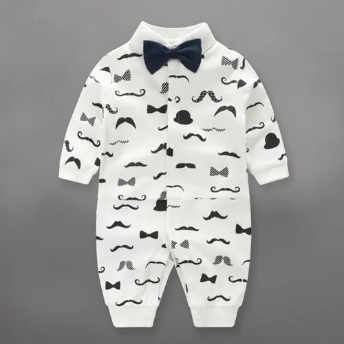 Fairy Baby Newborn Boy’s Gentleman Romper Outfit with Bow Tie