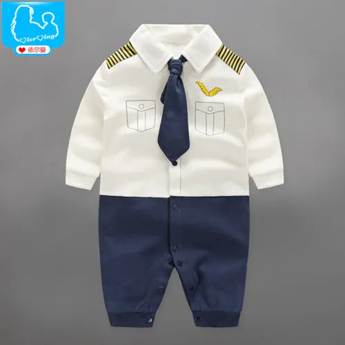 Fairy Baby Newborn Boy’s Gentleman Romper Outfit with Bow Tie