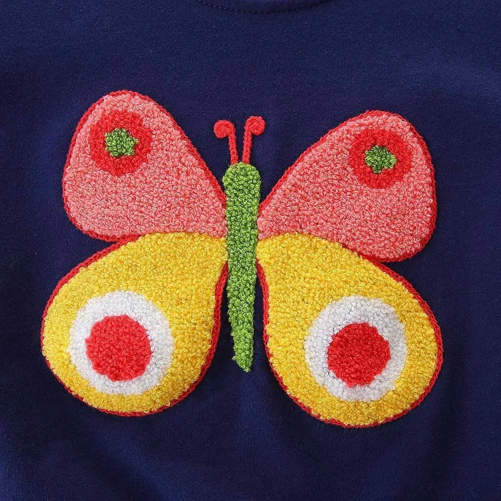 Fashionable Leisure Cotton Pullover With Cartoon Fox/Butterfly Print For Boys/Girls