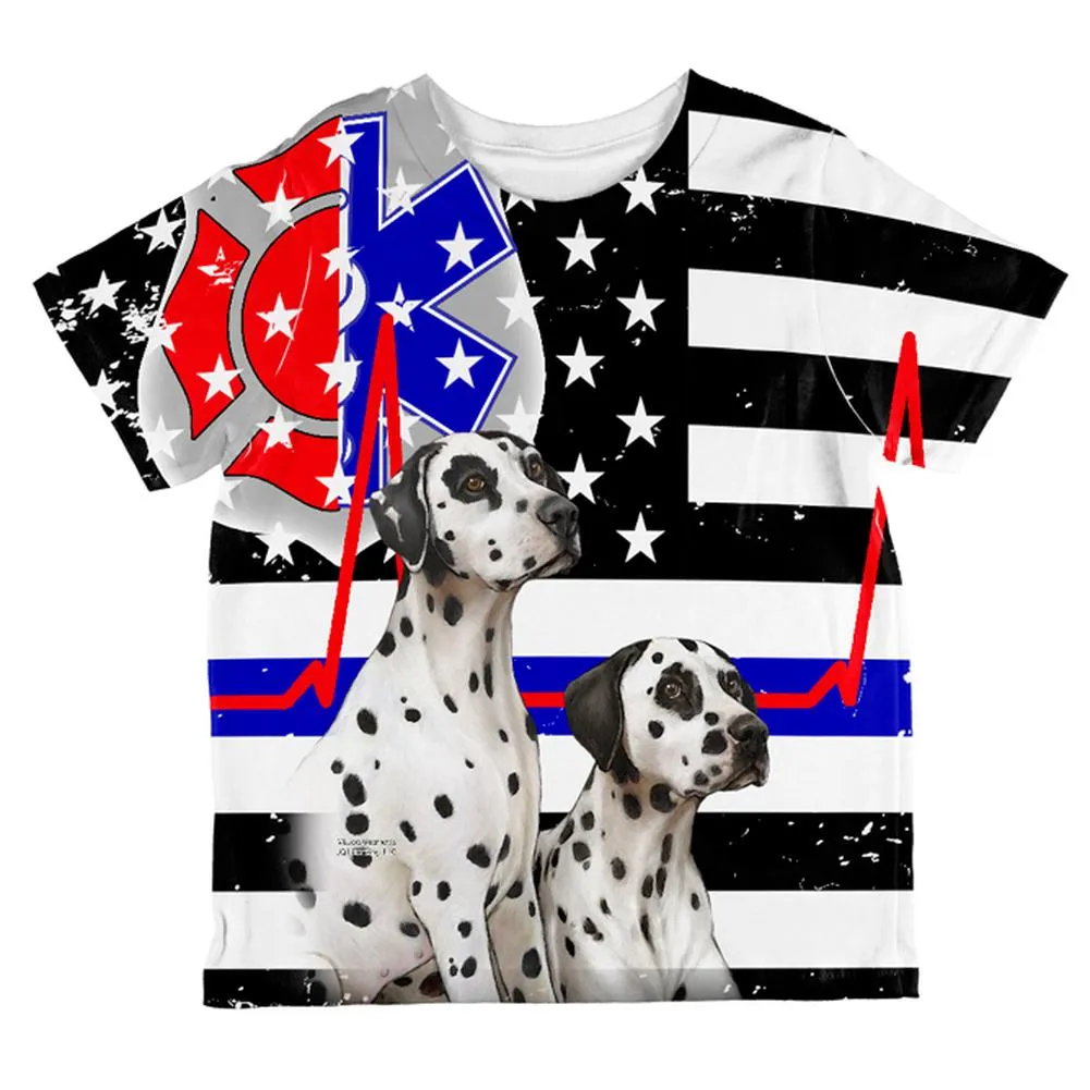 Firefighter EMT Dalmatian Live Forever Thin Red Line Flag All Over Toddler T Shirt