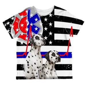 Firefighter EMT Dalmatian Live Forever Thin Red Line Flag All Over Toddler T Shirt