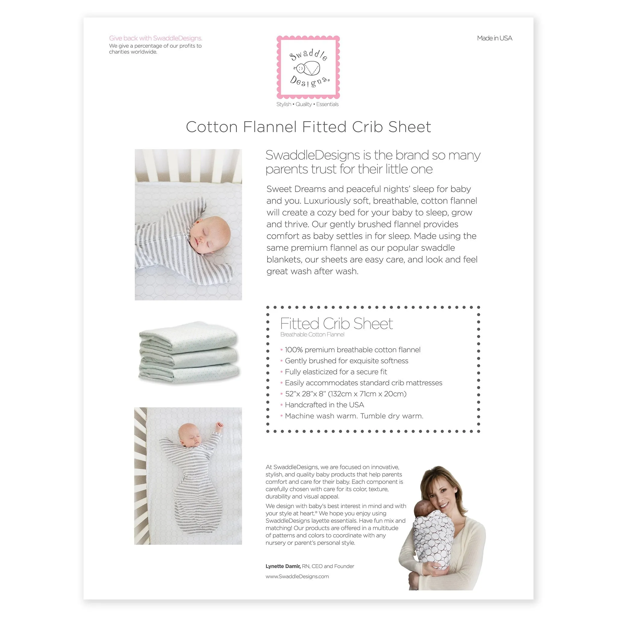 Flannel Fitted Crib Sheet - Brown Mod Circles, Pastel Blue