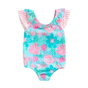 Fly Sleeve Floral Toddler Swimsuit
