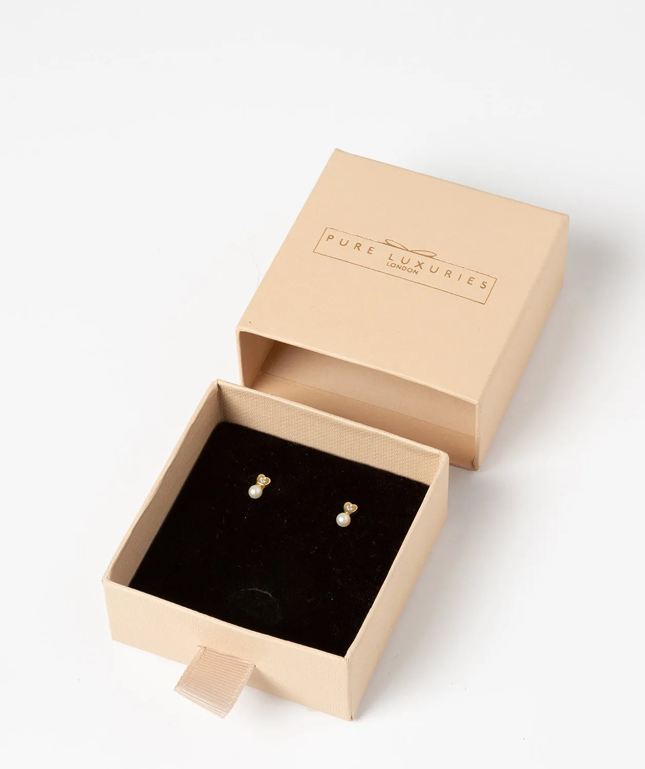Gift Packaged 'Candela' 9ct Yellow Gold, Cubic Zirconia and Pearl Stud Earrings