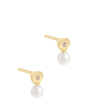 Gift Packaged 'Candela' 9ct Yellow Gold, Cubic Zirconia and Pearl Stud Earrings
