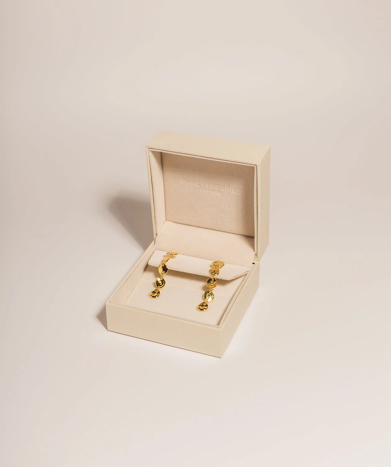 Gift Packaged 'Lena' 18ct Yellow Gold Plated 925 Silver Linked Discs Drop Earrings