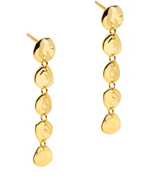 Gift Packaged 'Lena' 18ct Yellow Gold Plated 925 Silver Linked Discs Drop Earrings