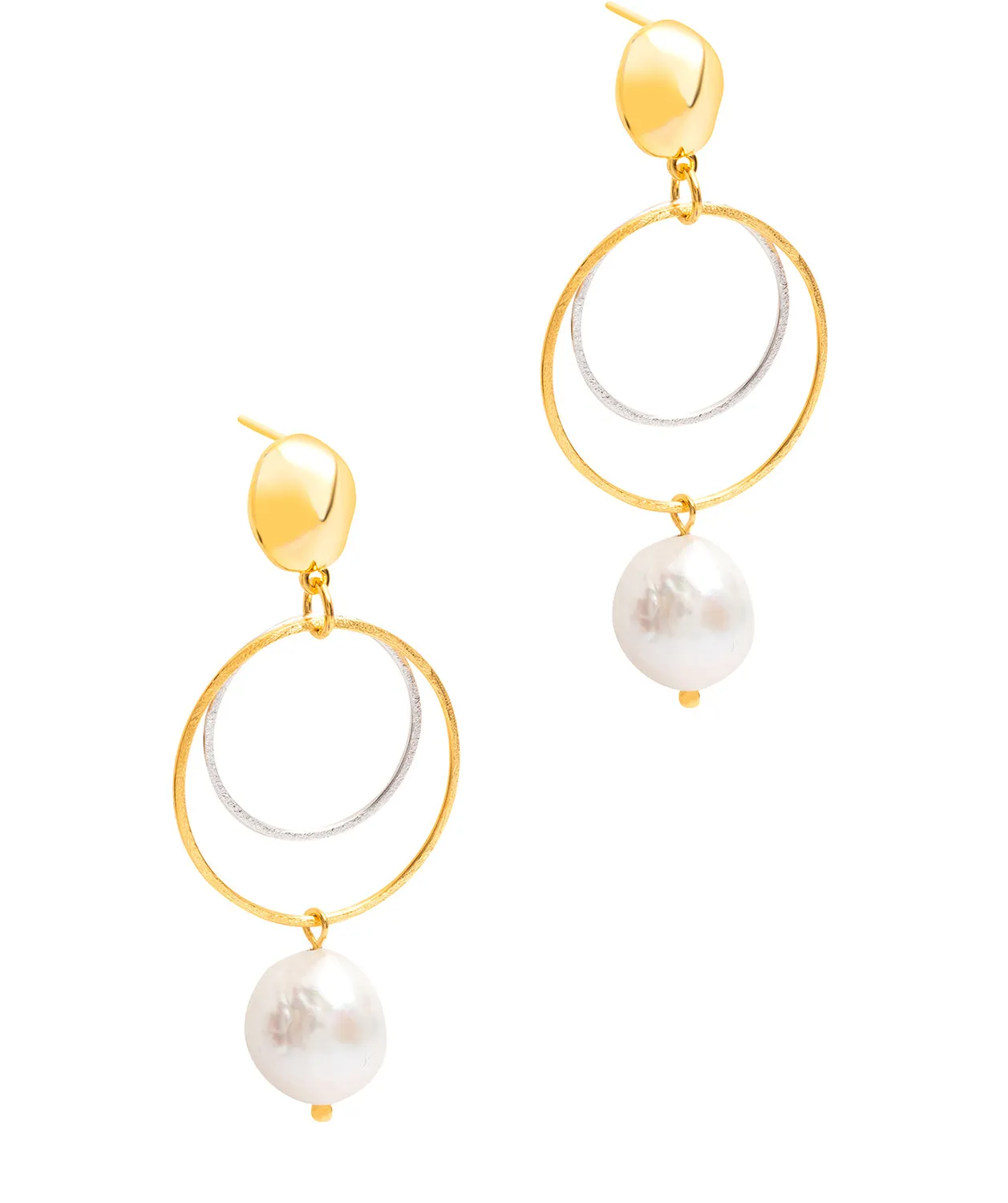 Gift Packaged 'Matilde' 18ct Yellow Gold Plated Sterling Silver Freshwater Pearl Earrings