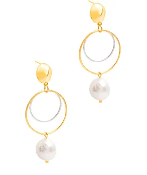 Gift Packaged 'Matilde' 18ct Yellow Gold Plated Sterling Silver Freshwater Pearl Earrings
