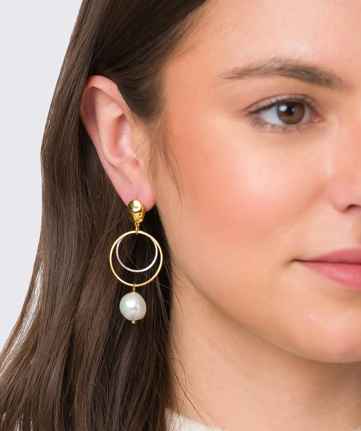 Gift Packaged 'Matilde' 18ct Yellow Gold Plated Sterling Silver Freshwater Pearl Earrings