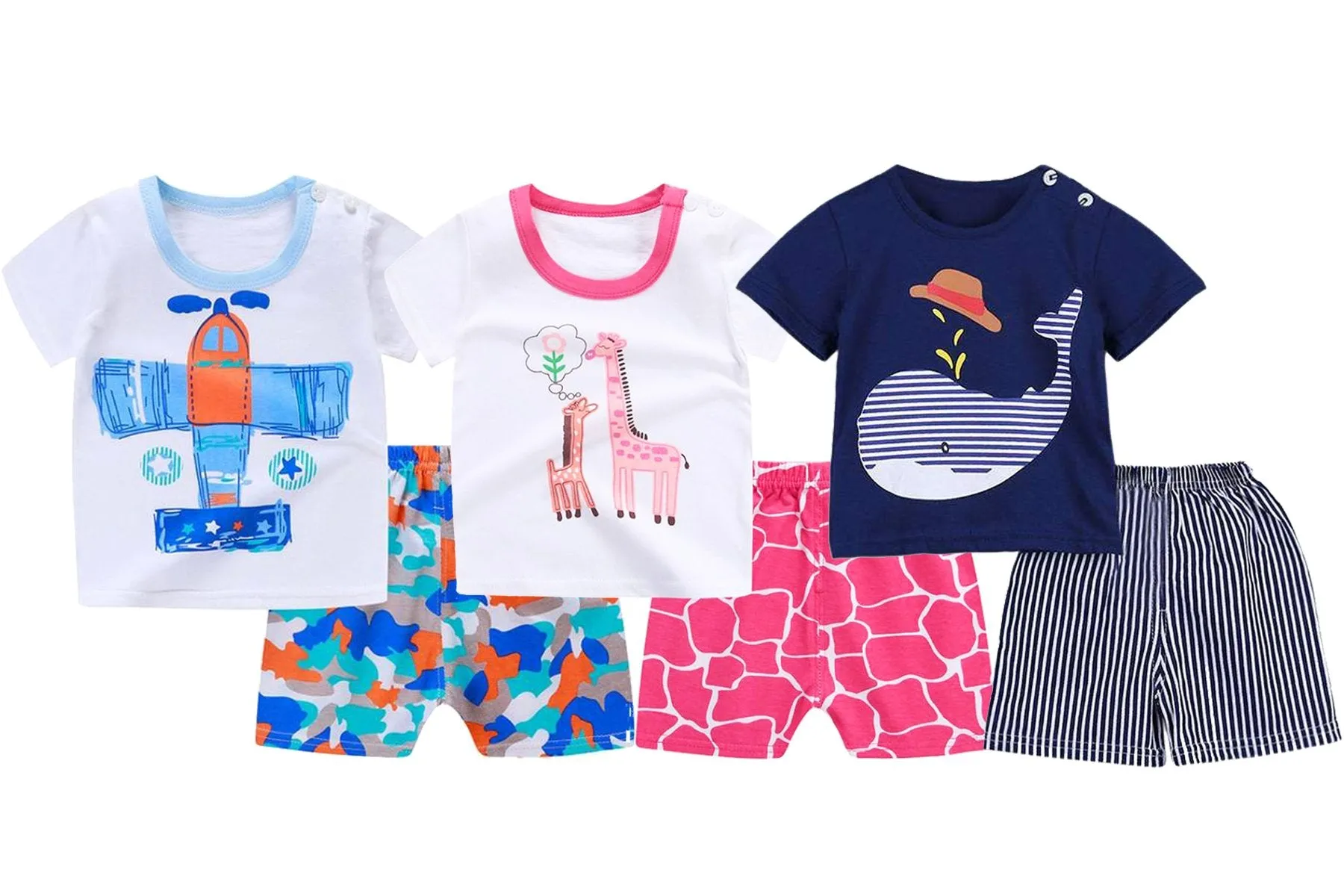 Gypsy the Giraffe, Aye Aye Captain and Little Blue Whale Baby and Toddler Shorts Set of 3