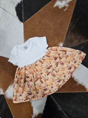 Handmade Onesie Dress-Yellow goats